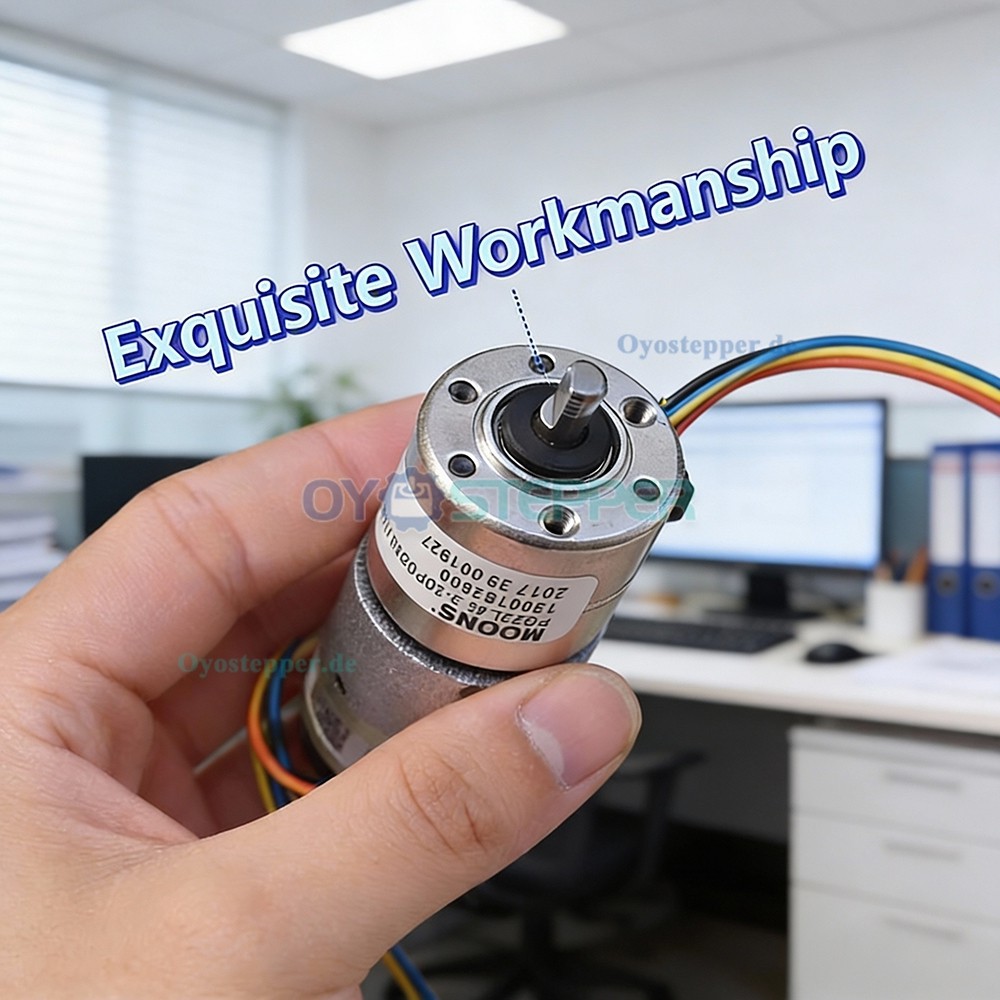 MOONS PG22L45 Mini Schrittmotor &Oslash;22mm mit Planetengetriebe &Uuml;bersetzung 45,2:1 2 Phasen und 4 Anschlussleitungen